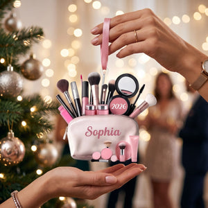 Makeup Bag Beauty Brush Christmas Acrylic Ornament - Personalized Gift For Makeup Lovers