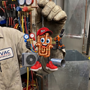 Copper Pipes HVAC Mascot Ornament – Funny Personalized Gift for AC Technicians
