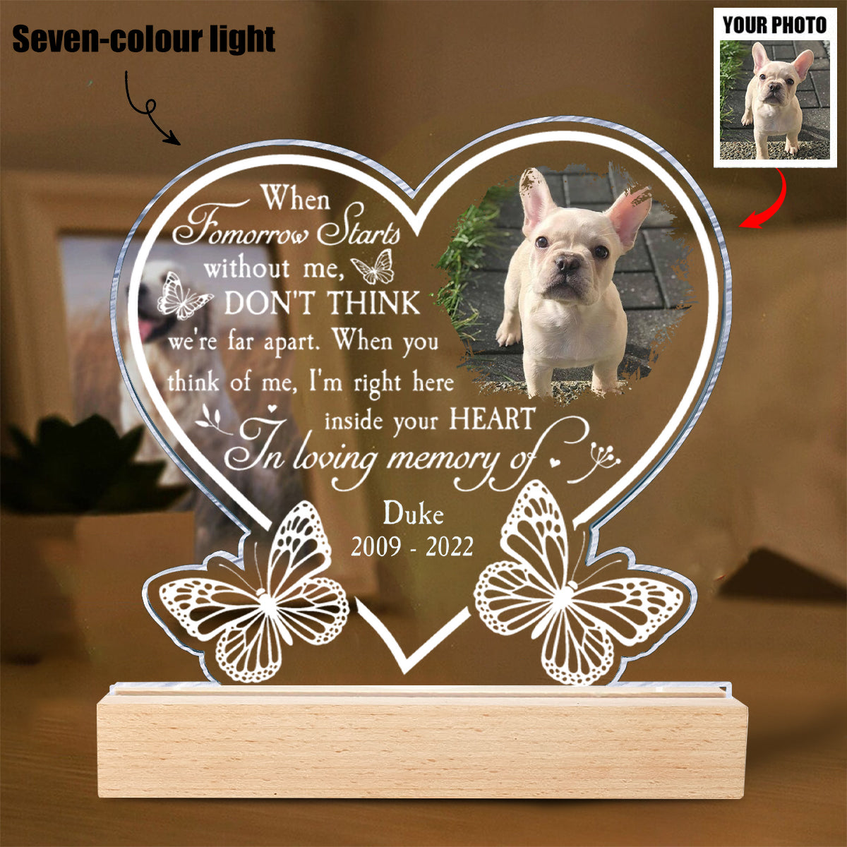 I'm Right Here Inside Your Heart - Personalized Photo Acrylic Block LED Night Light