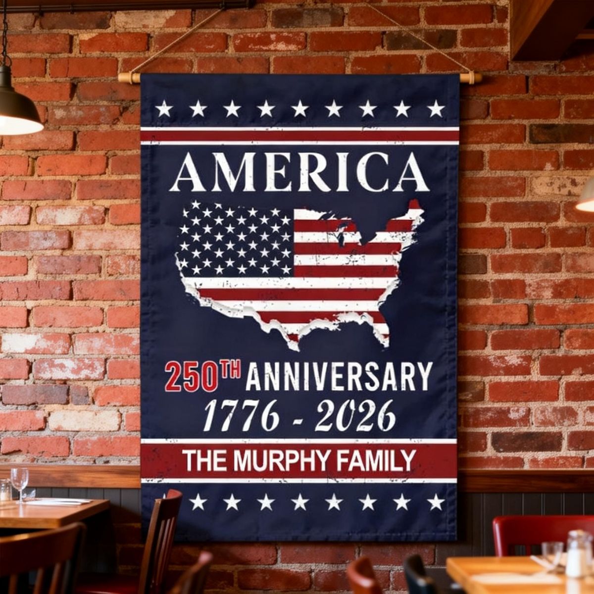 America 250th Anniversary Garden Flag Personalized Family Name