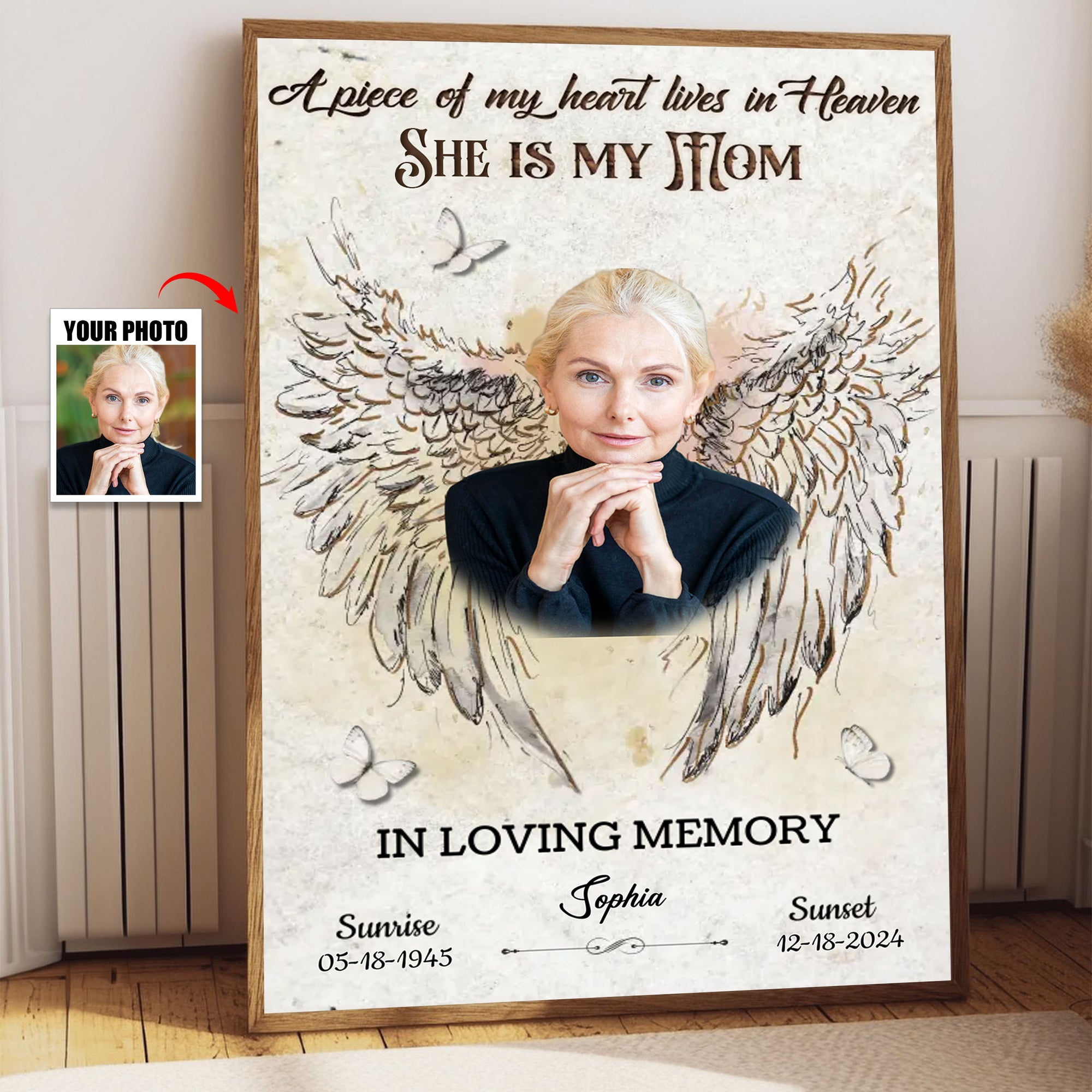 A Piece Of My Heart Personalized LoverIn Loving Memory Memorial Photo Canvas Poster