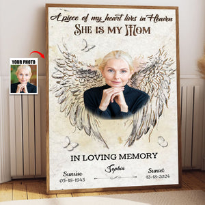 A Piece Of My Heart Personalized LoverIn Loving Memory Memorial Photo Canvas Poster