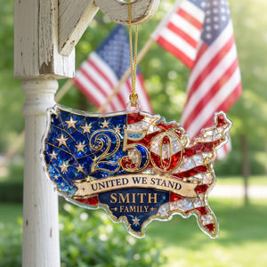 United We Stand USA Map Hologram Ornament - Personalized Custom Shape Acrylic Ornament