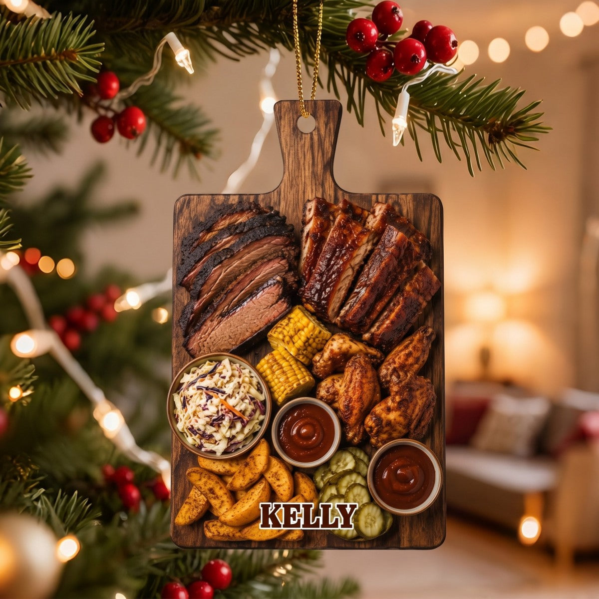 World Cuisine Platter Ornament – Personalized Christmas Tree Hanging Decoration Gift For Foodie