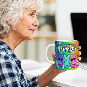 Custom Name Chilling With My Bunny Easter Accent Mug - Personalized Mug For Easter