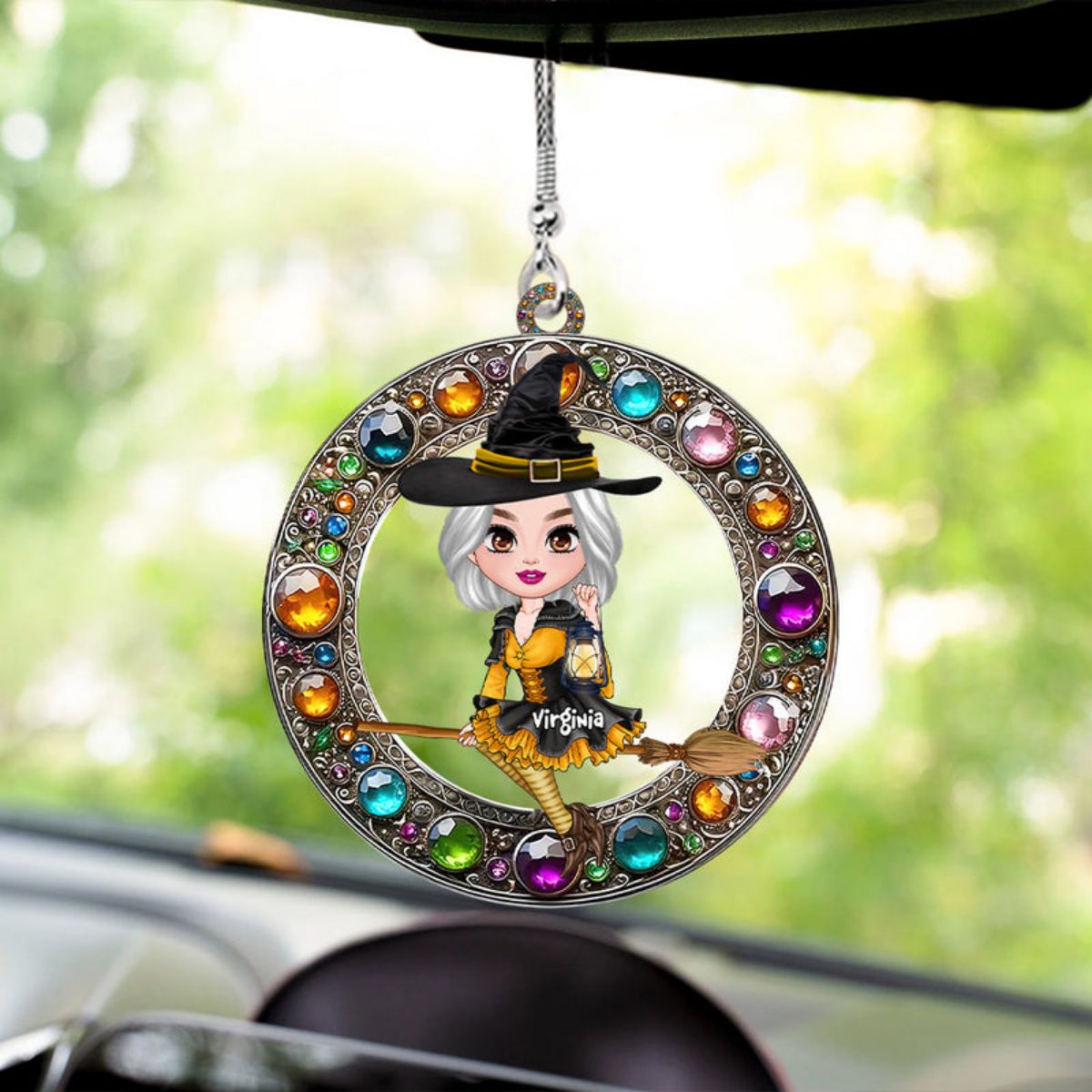 Witch In A Magic Circle Personalized Ornament