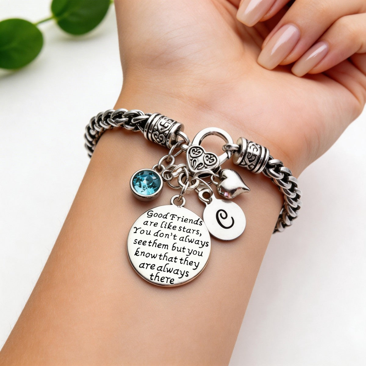 Good Friends are like Stars Bracelet, Custom Initial & Birthstone Personalized Gifts for Friends