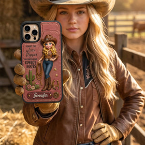 Personalized Cowgirl Leather Flip Wallet Phone Case – Gift For Cowgirls