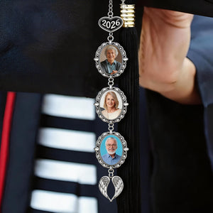 Custom Tassel Photo Charm with Angel Wings - Personalized Graduation Gifts For Him, Her - Chasing Dreams Graduation Day