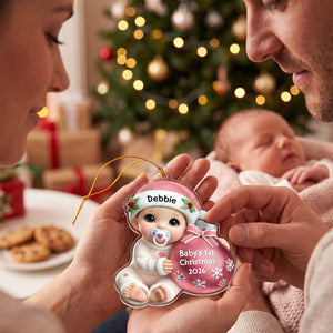 Baby Beside Christmas Bauble – Baby's 1st Christmas Personalized Ornament