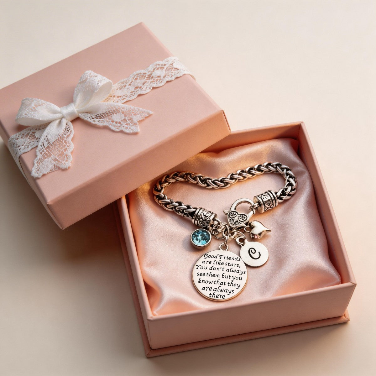 Good Friends are like Stars Bracelet, Custom Initial & Birthstone Personalized Gifts for Friends