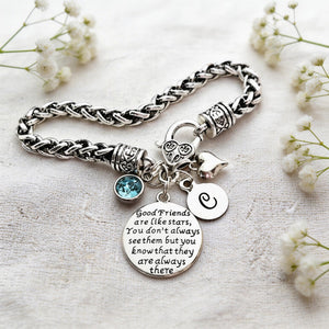 Good Friends are like Stars Bracelet, Custom Initial & Birthstone Personalized Gifts for Friends