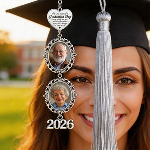 Graduation Day Walking Beside You Custom Tassel Photo Charm - Personalized Graduation Gifts For Graduate