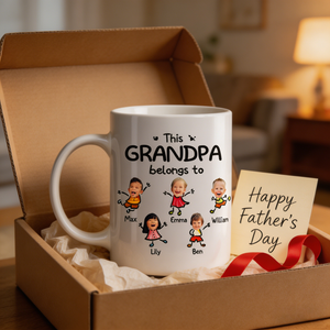 Personalized "This Grandpa Belongs To" Ceramic Mug – Father's Day Gift For Grandpa