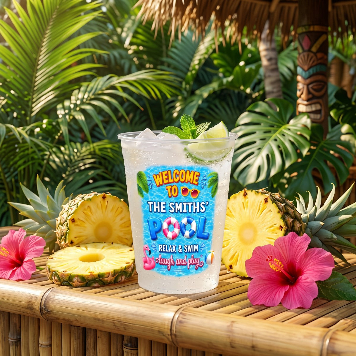WELCOME TO POOL Summer Vacation And Poolside Gifts- Personalized Frosted Cups for Pool Party
