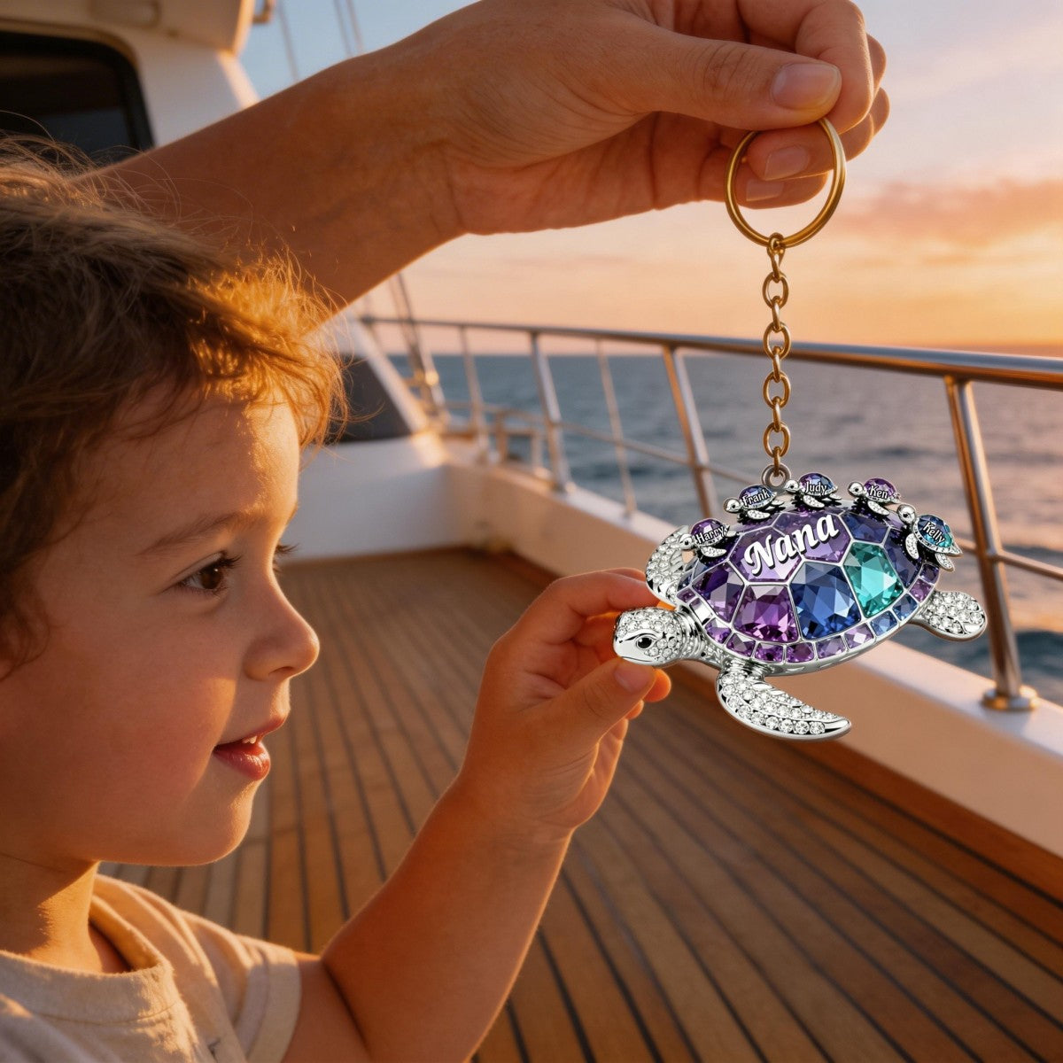 Turtle Mom Keychain - Personalized Gifts For Mom Keychain