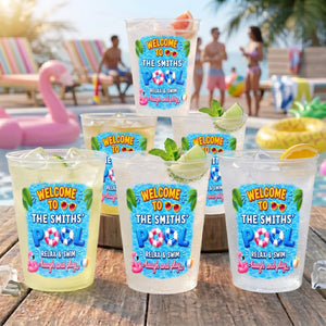 WELCOME TO POOL Summer Vacation And Poolside Gifts- Personalized Frosted Cups for Pool Party