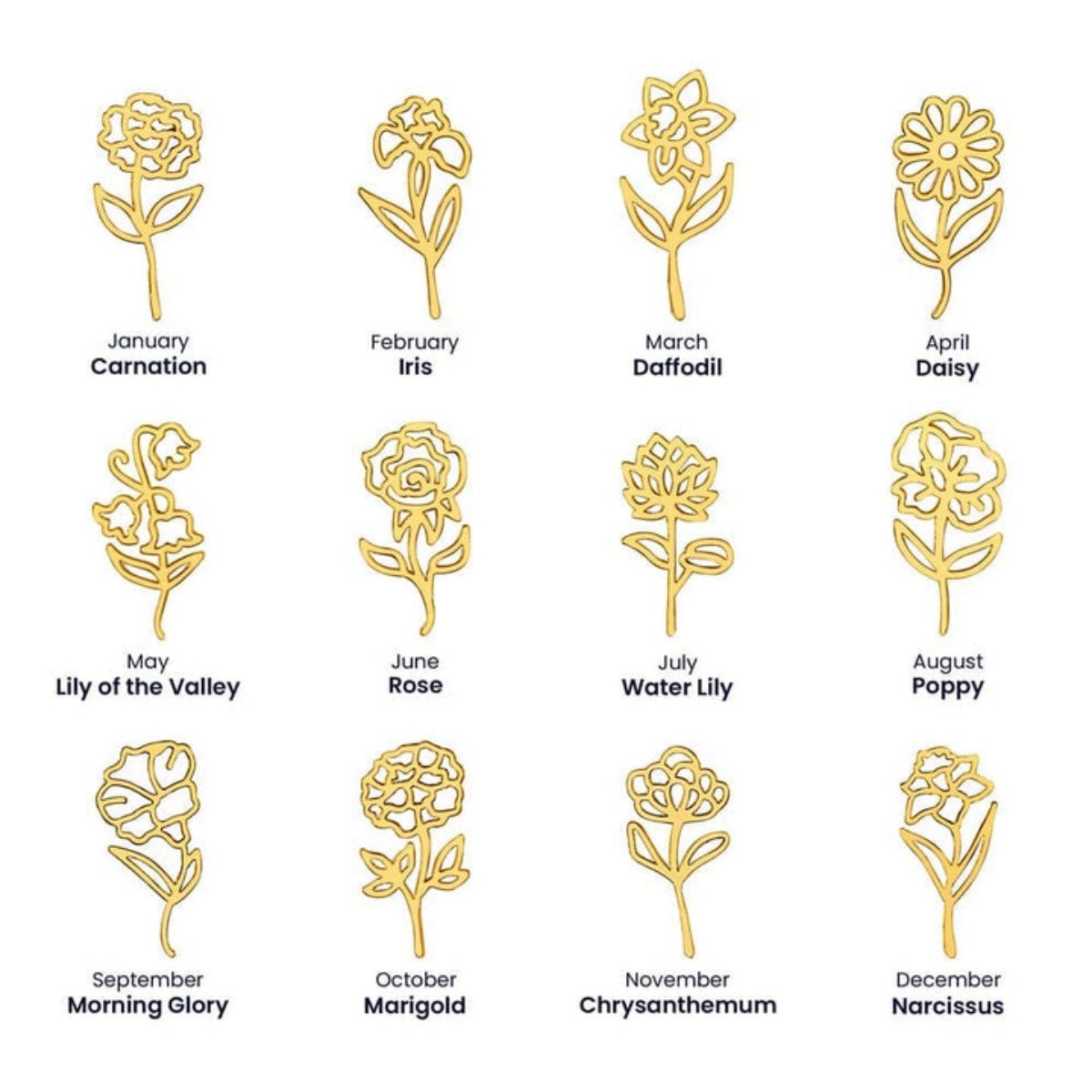 No Rain No Flowers,Never Forget That I Love You - Personalized Birth Flower Name Necklace