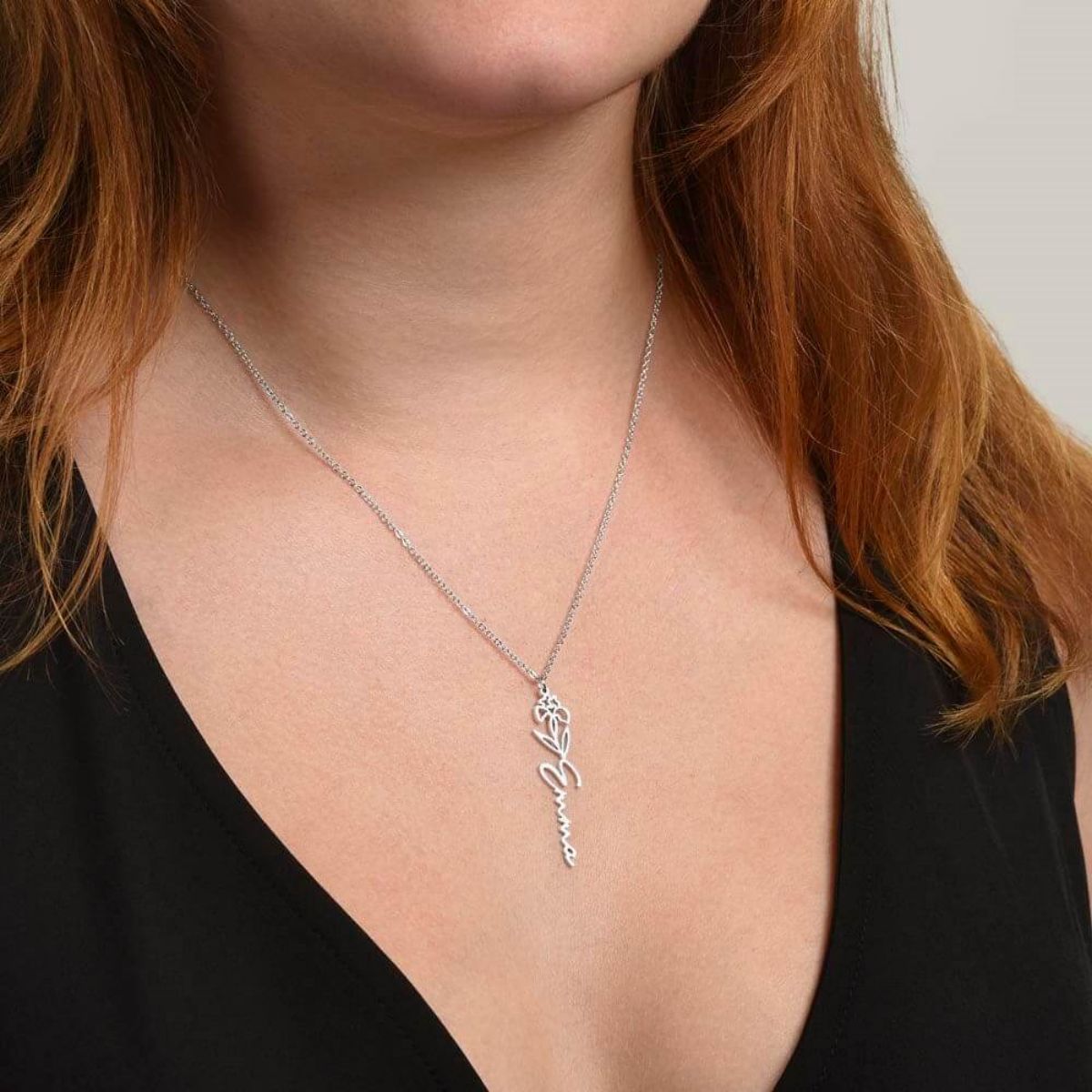 No Rain No Flowers,Never Forget That I Love You - Personalized Birth Flower Name Necklace