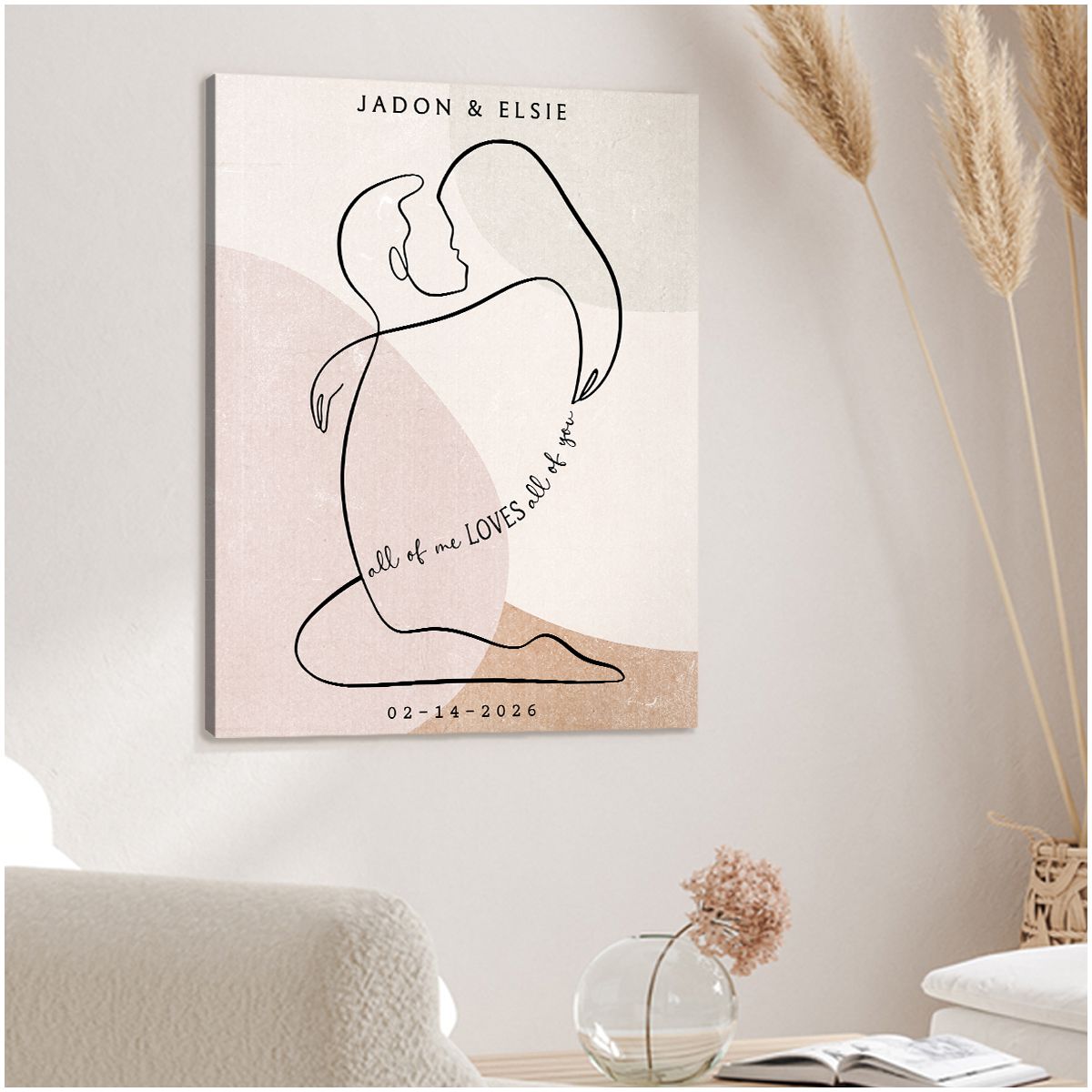 All of Me Loves All of You Bedroom Art for Above Bed Canvas Print Personalized Gift for Couples