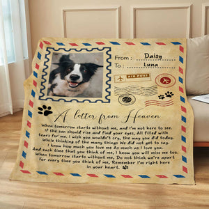 Loss Of Dog Gift, Pet Memorial Blanket, Personalized Letter From The Heaven Blanket