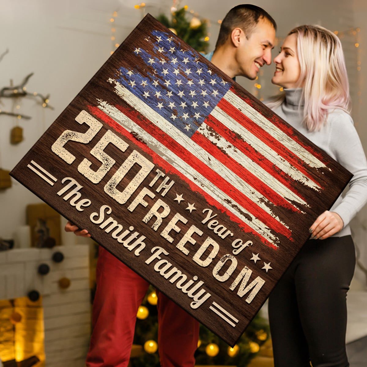 Independence Day Gift – Personalized 250 Anniversary USA Canvas Print