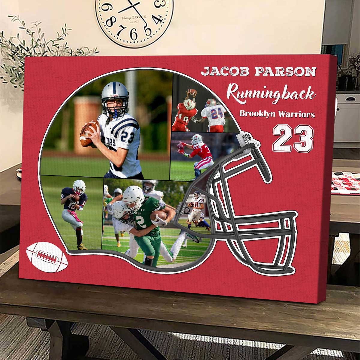 American Football Photo Collage Canvas Personalized Helmet Football Photo Canvas Gift