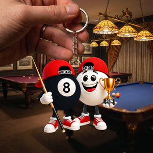 Personalized Cool Pool Ball Buddies Mascot Keychain – Unique Gift For Billiards Lovers