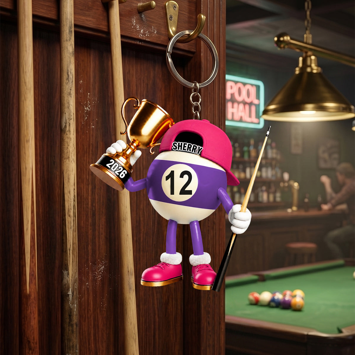 "Champion Pool Ball" – Personalized Acrylic Keychain | A Custom Billiards Player Gift