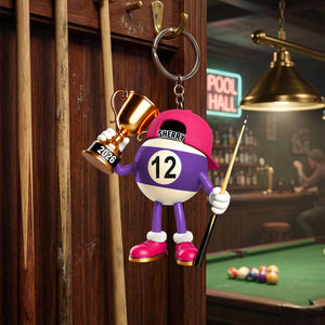 "Champion Pool Ball" – Personalized Acrylic Keychain | A Custom Billiards Player Gift