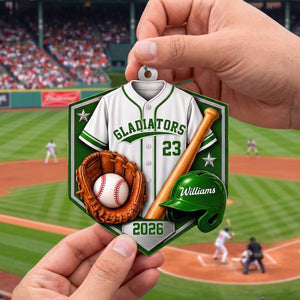 Personalized Baseball Player Acrylic Ornament | Custom Name, Team Name, Jersey Number & Color | Gift For Players, Coaches & Baseball Fans