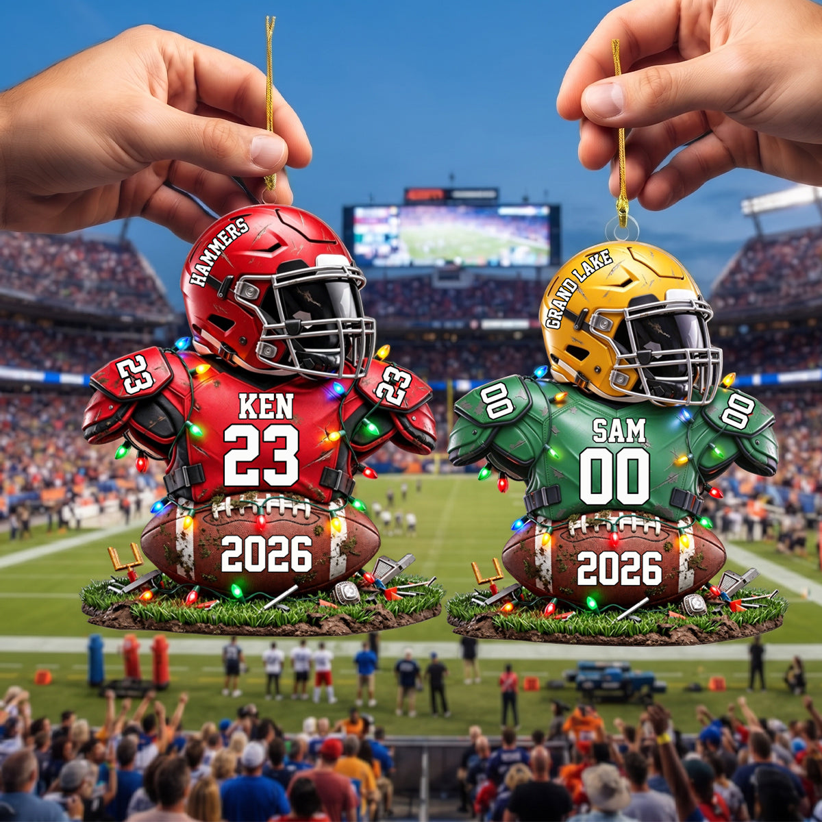 Personalized Football Player Christmas Ornament – Custom Team Jersey Keepsake | Senior Night & Holiday Gift For Sons And Athletes