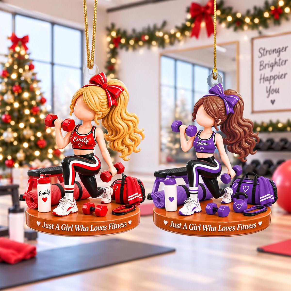 Custom "Just A Girl Who Loves Fitness" Acrylic Ornament – Personalized Gym Girl Christmas Keepsake