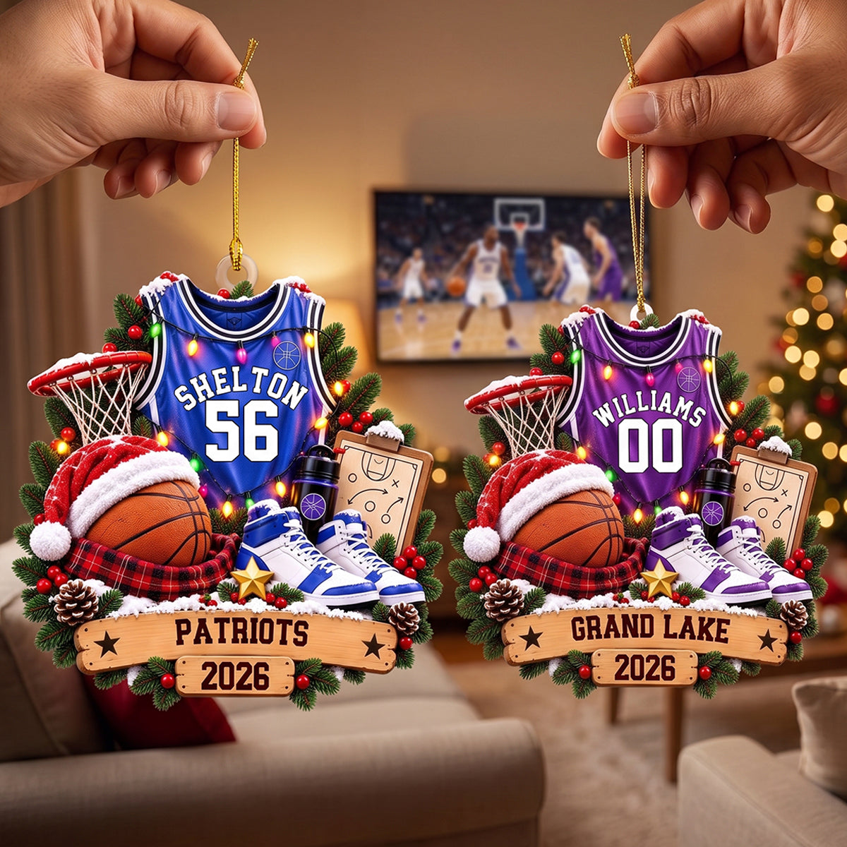 Personalized Basketball Christmas Ornament – Custom Name & Jersey Number Keepsake | Gift For Basketball Players, Coaches & Fans
