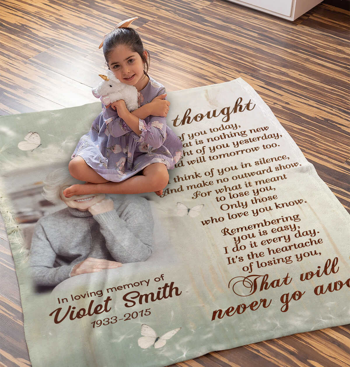 Personalized Memorial Blanket, I Thought of You Today Remembrance Fleece Blanket, Memorial Sympathy Gift for Loss of Loved Ones in Heaven