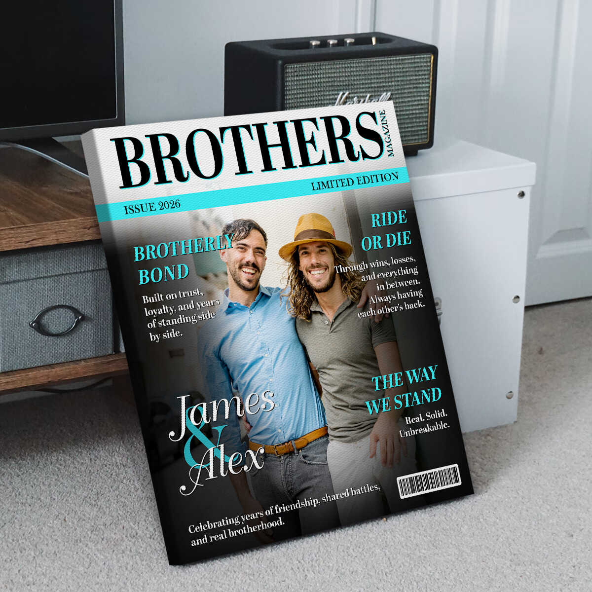 Brothers Magazine Cover, Personalized Brother Bond Canvas, Meaningful Gift For Brothers, Sibling Gift For Him, Brotherhood Keepsake