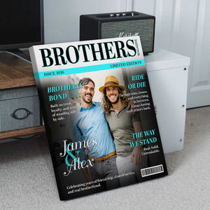 Brothers Magazine Cover, Personalized Brother Bond Canvas, Meaningful Gift For Brothers, Sibling Gift For Him, Brotherhood Keepsake