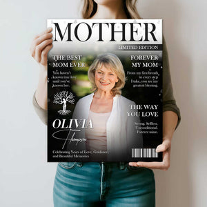 Mother Magazine Personalized Canvas, Custom Mom Photo Gift, Best Mom Ever Wall Art, Mother Appreciation Gift