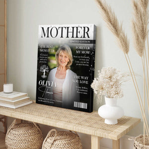 Mother Magazine Personalized Canvas, Custom Mom Photo Gift, Best Mom Ever Wall Art, Mother Appreciation Gift