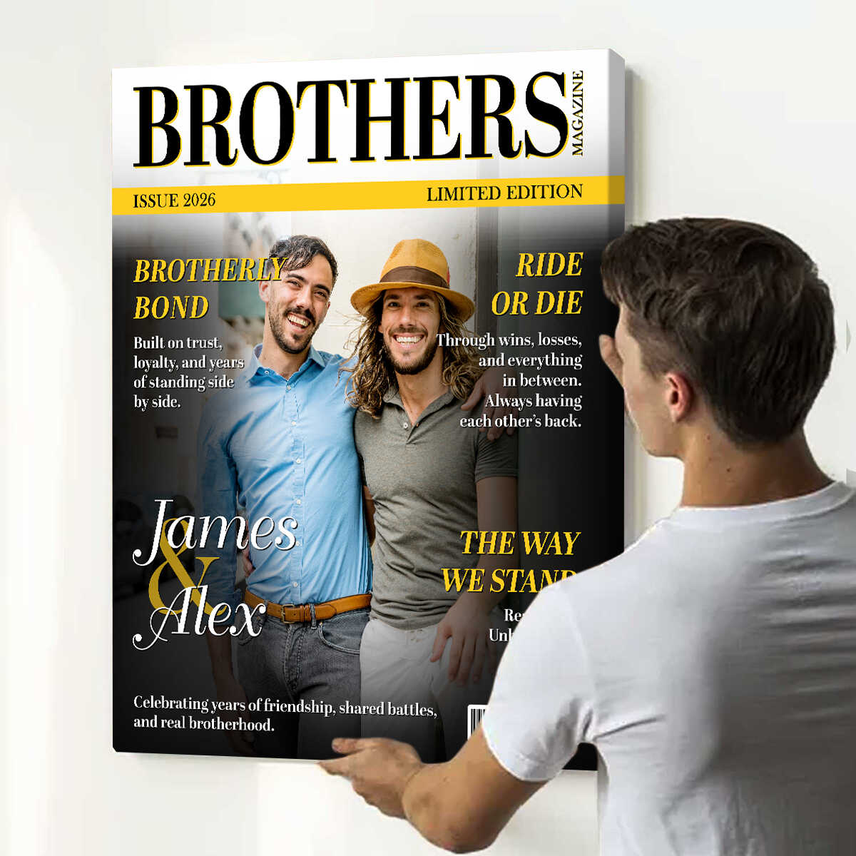 Brothers Magazine Cover, Personalized Brother Bond Canvas, Meaningful Gift For Brothers, Sibling Gift For Him, Brotherhood Keepsake
