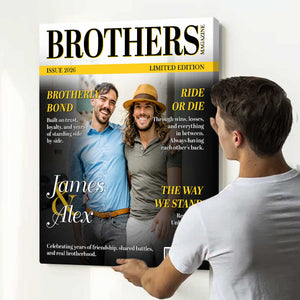 Brothers Magazine Cover, Personalized Brother Bond Canvas, Meaningful Gift For Brothers, Sibling Gift For Him, Brotherhood Keepsake