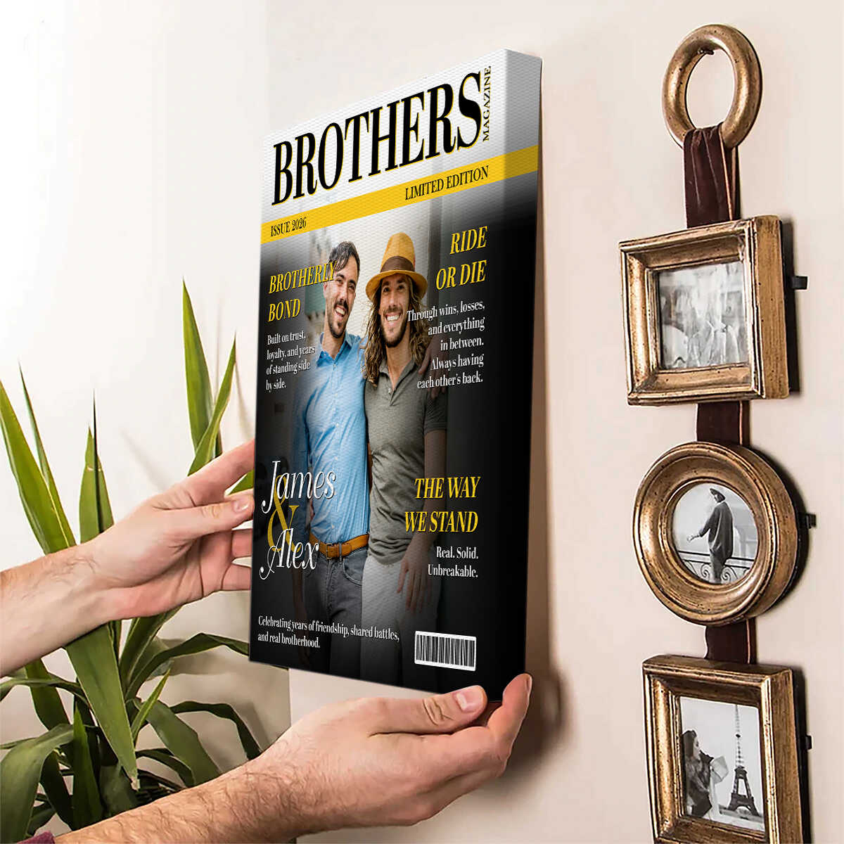 Brothers Magazine Cover, Personalized Brother Bond Canvas, Meaningful Gift For Brothers, Sibling Gift For Him, Brotherhood Keepsake