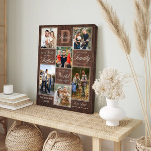 Personalized Father Photo Collage Canvas, Custom Family Photo Gift, Meaningful Father’s Day Gift, Best Dad Ever Keepsake