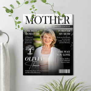 Mother Magazine Personalized Canvas, Custom Mom Photo Gift, Best Mom Ever Wall Art, Mother Appreciation Gift