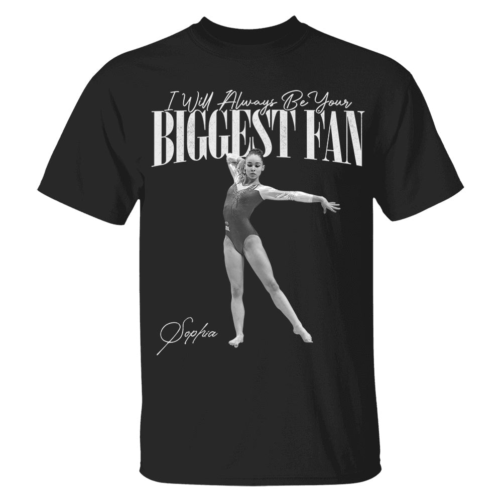 I'll Always Be Your Biggest Fan - Personalized Photo Retro Bootleg T-Shirt For Gymnast