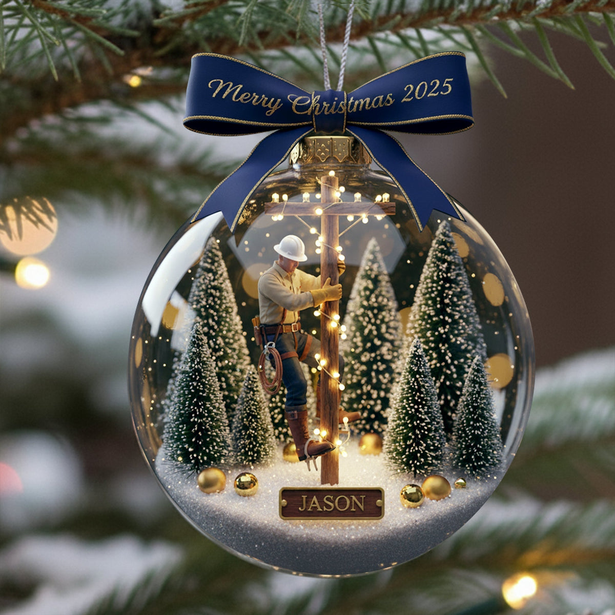 Honoring the Lineman Christmas Ornament Personalized Gifts For Lineman