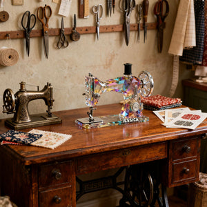 Stained Glass Effect Sewing Machine Custom Name Acrylic Plaque, Gift For A Tailor