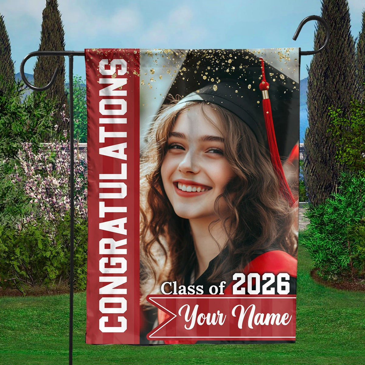 Congrats Photo Graduation Flags - Personalized Graduation Garden Flag - Graduation Class Of 2026