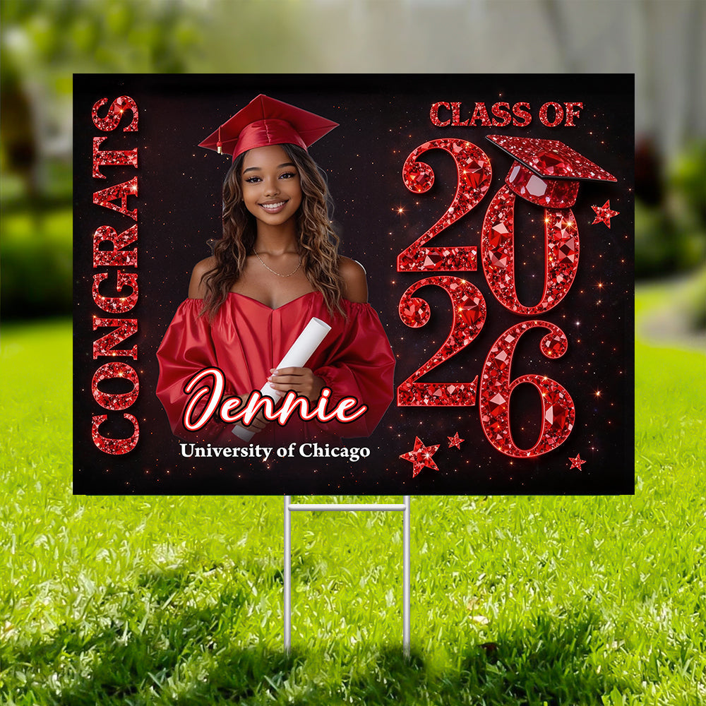Congrats Senior 2026 Lawn Sign, Graduation Gift - Personalized Graduation Yarn Sign