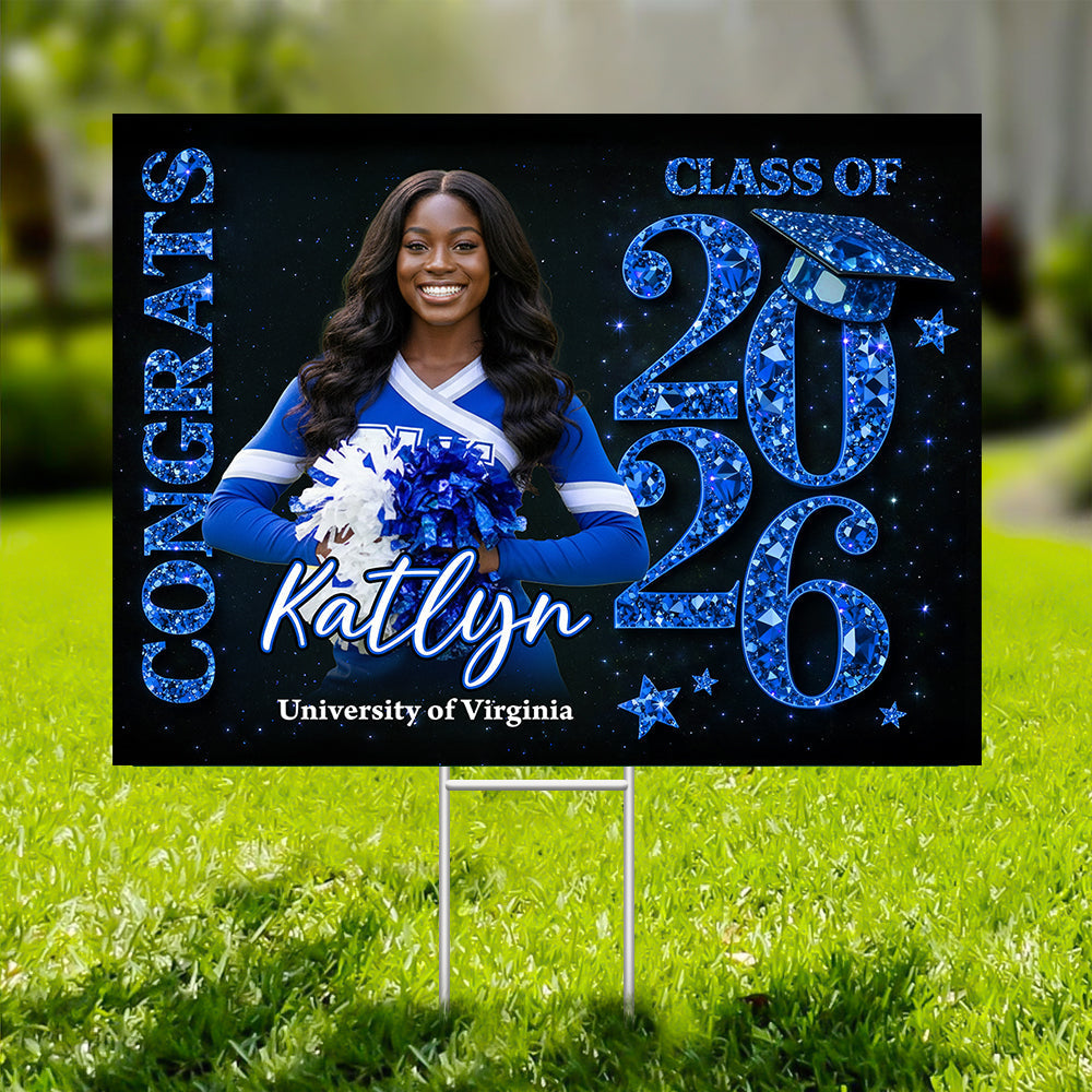 Congrats Senior 2026 Lawn Sign, Graduation Gift - Personalized Graduation Yarn Sign